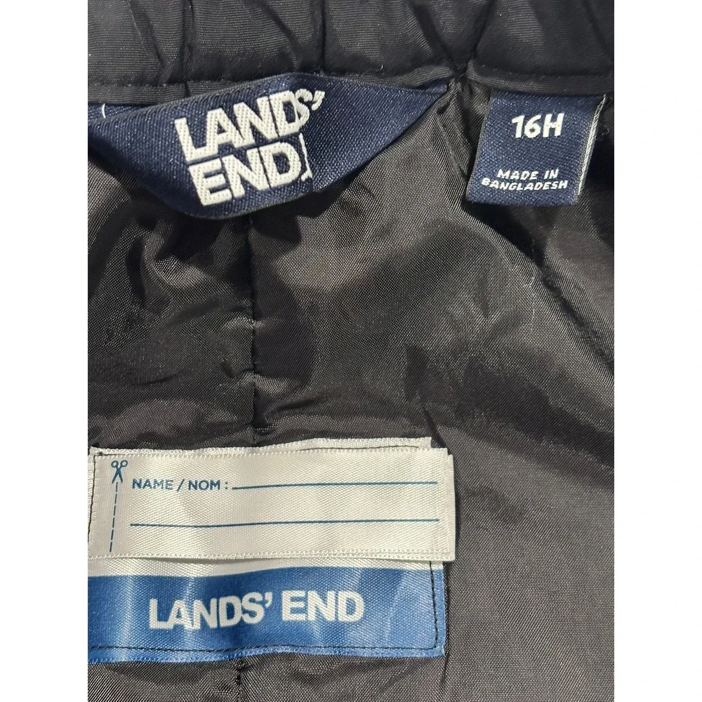 Lands End Snow Pants Kids 16H Black Iron Knee Insulated Winter Ski